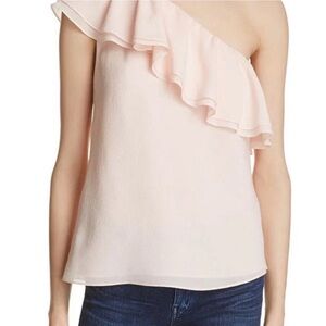 Rebecca Taylor silk One-Shoulder Ruffle Pink Top NWT SZ 10